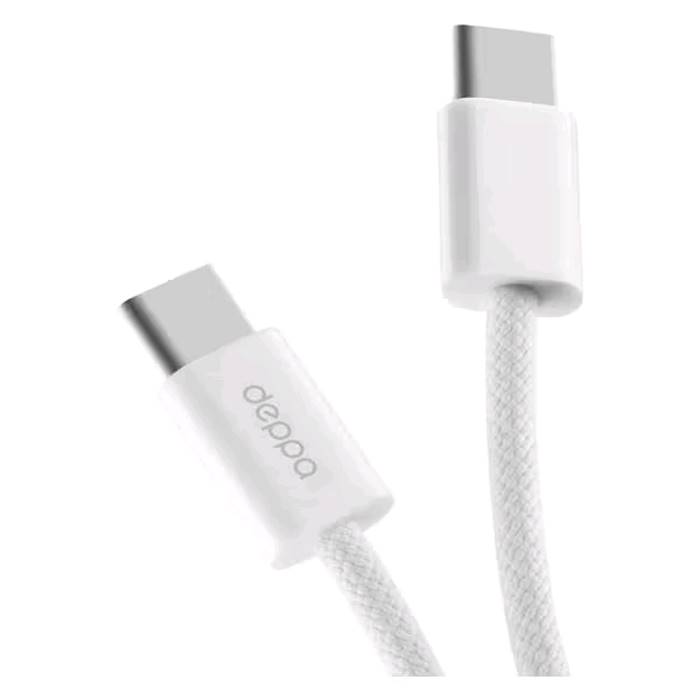А/моб/Дата-Кабель Deppa Original, USB-C - USB-C, 60Вт, 1м, нейлон, белый